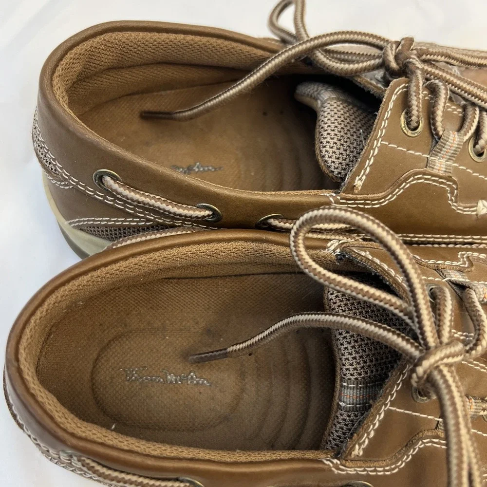 Thom McAn KELLAN Mens 8 Leather Boat Shoes Brown Lace‎ Up Casual Loafers 20205